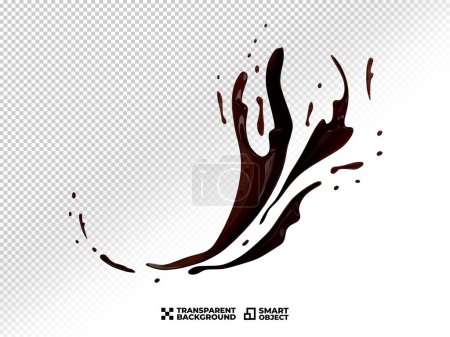 Realistic splash of dark brown coffee. EPS explosion of black coffee drink on transparent background