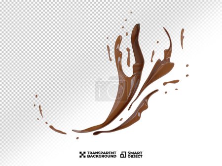 Realistischer Nutella Chocolate Splash platzt. Kaffeemilch-Latte-Splatter auf transparentem Hintergrund