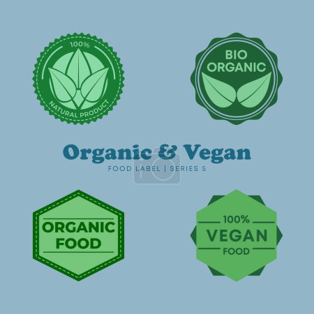Set of bright green labels and logo Natural eco or bio products symbol collection - Editable EPS Vector Illustration