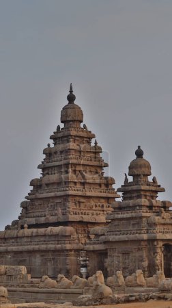 Photo for Two towers of sea shore temple in vertical view, it is one of the most famous monuments in the world. - Royalty Free Image