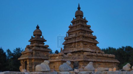 Photo for Two towers of sea shore temple in night view - Royalty Free Image