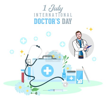 Vector banner of National Doctors Day. International holiday, congratulations