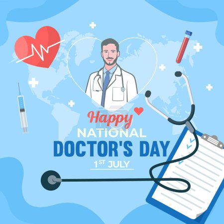 Téléchargez les illustrations : Illustration vectorielle vectorielle de jour des médecins du monde entier pour carte de vœux. - en licence libre de droit