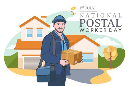 Illustration for National postal workers day celebration flat poster. - Royalty Free Image