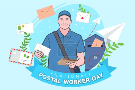 Illustration for National postal workers day celebration flat poster. - Royalty Free Image