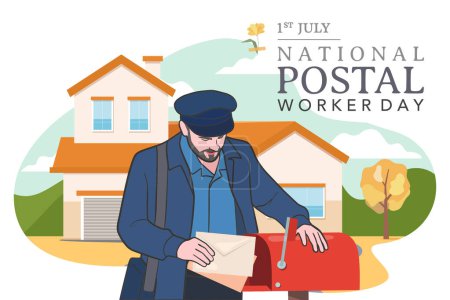 Día nacional de los trabajadores postales celebración afiche plano.