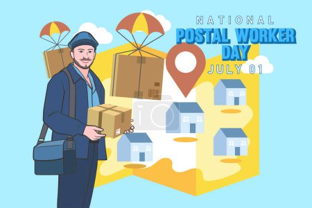 National postal workers day celebration flat poster.