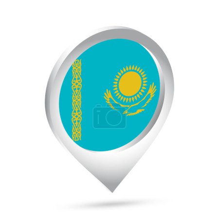 Téléchargez les illustrations : Pavillon Kazakhstan icône broche 3d. Illustration vectorielle. - en licence libre de droit