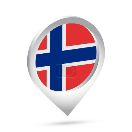 Illustration for Norway flag 3d pin icon. Vector illustration. - Royalty Free Image