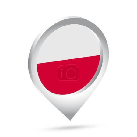 Illustration for Poland flag 3d pin icon. Vector illustration. - Royalty Free Image