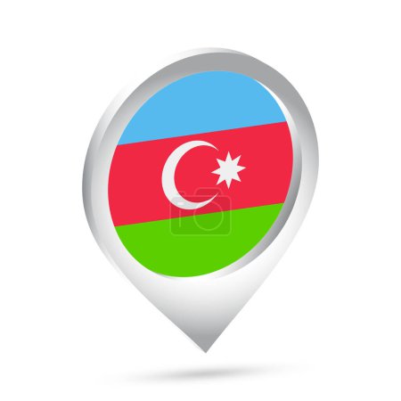 Téléchargez les illustrations : Drapeau azerbaïdjanais icône broche 3D. Illustration vectorielle. - en licence libre de droit