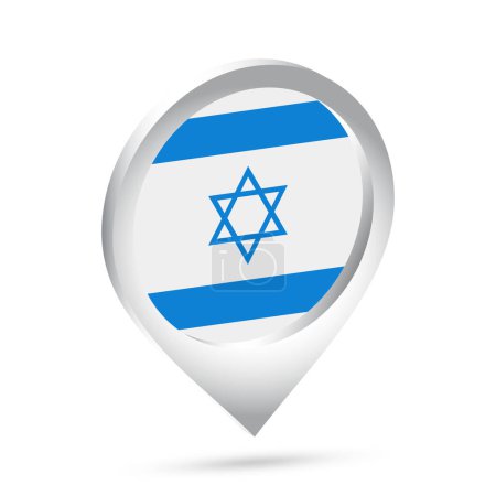 Illustration for Israel flag 3d pin icon. Vector illustration. - Royalty Free Image