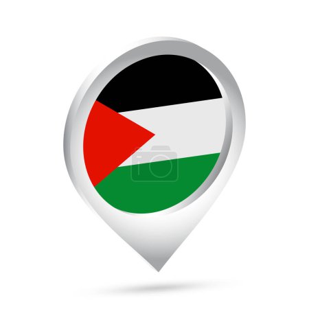 Ilustración de Bandera de Palestina 3d pin icono. Ilustración vectorial. - Imagen libre de derechos