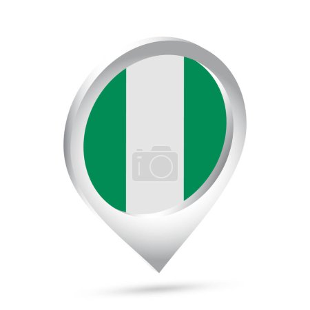 Téléchargez les illustrations : Nigeria drapeau icône broche 3d. Illustration vectorielle. - en licence libre de droit