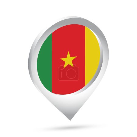 Illustration for Cameroon flag 3d pin icon. Vector illustration. - Royalty Free Image