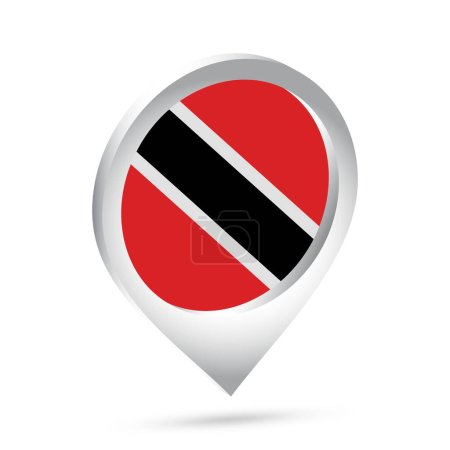 Ilustración de Bandera de Trinidad y Tobago 3d pin icon. Ilustración vectorial. - Imagen libre de derechos