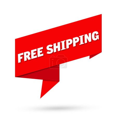 Illustration for Free shipping sign. Free shipping paper origami speech bubble. Free shipping tag. Free shipping banner. Vector illustration. - Royalty Free Image