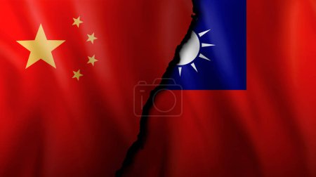 Téléchargez les photos : Drapeaux de Chine et Taiwan. Conflits et concept de guerre mondiale. - en image libre de droit