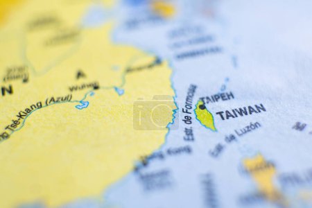 Téléchargez les photos : Gros plan de Taiwan sur la carte - en image libre de droit
