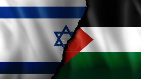 Foto de Ilustración de la bandera de Israel vs Palestina, concepto de conflicto territorial. - Imagen libre de derechos