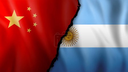 Téléchargez les photos : Drapeaux de Chine et d'Argentine. Répartition du concept de relations diplomatiques. - en image libre de droit