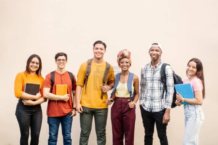 Photo for Group of young university students with backpack. - Royalty Free Image