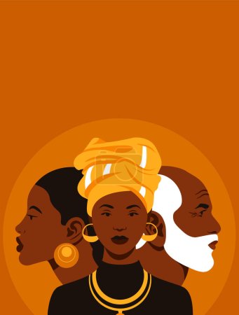 Illustration for Garifuna pround potrait. Black people celebration. - Royalty Free Image