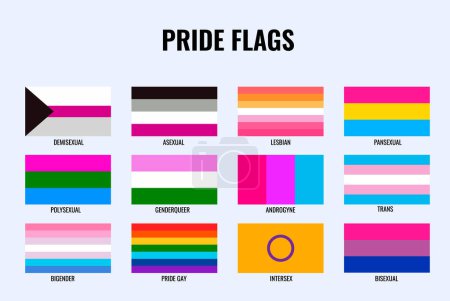 Illustration for Vector illustration of pride lgbt flags. - Royalty Free Image