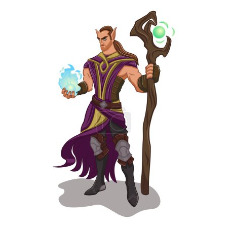 Illustration for Elf Wizard Warrior 2D - Royalty Free Image