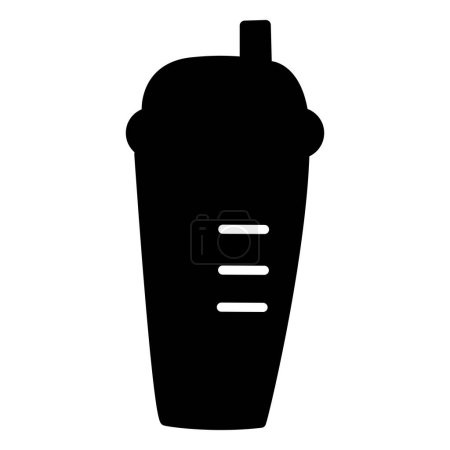 Illustration for Fitness Glass Black Icon. Vector Illustration of Sports Glass with Lid and Straw. Training container. - Royalty Free Image
