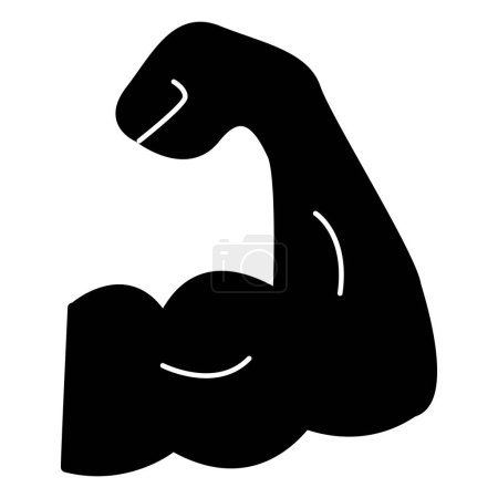 Illustration for Pumped Biceps Black Icon. Vector Illustration Strong Arm Bodybuilder - Royalty Free Image