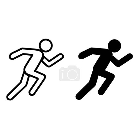 Icônes en cours d'exécution. Illustration vectorielle d'un homme en fuite. Athlétisme. Marathon
