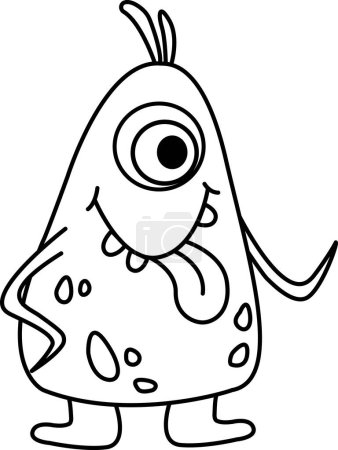 Cartoon Monster for Coloring Page. Vector Illustration of a Funny Monster on a White Background