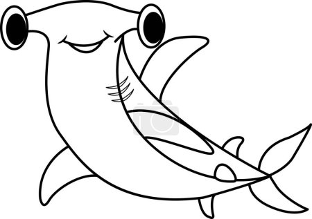 Téléchargez les illustrations : Cartoon poisson marteau pour livre à colorier. Illustration vectorielle de poisson marteau marin isolée sur fond blanc - en licence libre de droit