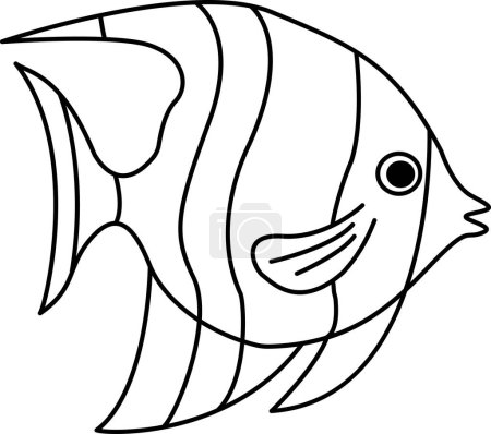 Téléchargez les illustrations : Idole mauresque poisson pour le livre de coloriage des enfants. Illustration vectorielle de poisson d'idole mauresque isolée sur fond blanc - en licence libre de droit