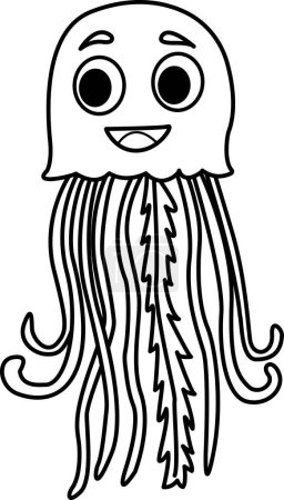 Téléchargez les illustrations : Des méduses drôles pour le livre à colorier des enfants. Illustration vectorielle des méduses de mer isolée sur fond blanc - en licence libre de droit