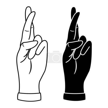 Illustration for Crossed Fingers Icons. Gesture for Good Luck, Lie, Superstition. Vector illustration - Royalty Free Image