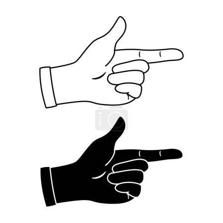Ilustración de Iconos de mano señalando algo con el dedo índice. La mano humana toca algo. El gesto de la mano. Ilustración vectorial - Imagen libre de derechos