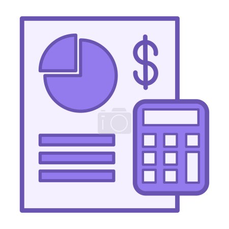 Budget Color Icon. Vector Document Icon with Budget Plan and Calculator. Business and Finance Concept
