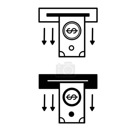 Withdrawal icons. Black and White Vector Icons of Withdrawal of Money from Account. Business and Finance Concept