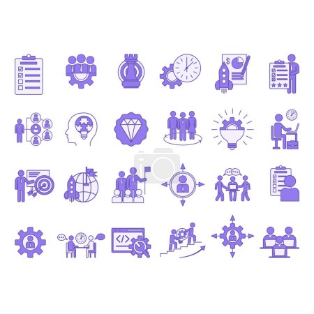 Ilustración de Conjunto de iconos de gestión de colores. Iconos Vectores de Planificación, Capacitación, Desarrollo, Recursos Humanos, Metas, Liderazgo, Empleados y Otros - Imagen libre de derechos