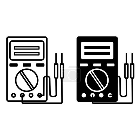 Multimeter-Symbole. Black and White Vector Electrical Service Icons. Elektrische Messungen, Tests und Fehlerbehebung. Kfz-Servicekonzept