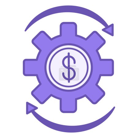 Illustration for Money Management Color Icon. Vector Icon of Gear with Dollar Sign and Arrow. Investments, Financial Circulation, Financial Transactions, Income from Funds. Accounting Concept - Royalty Free Image