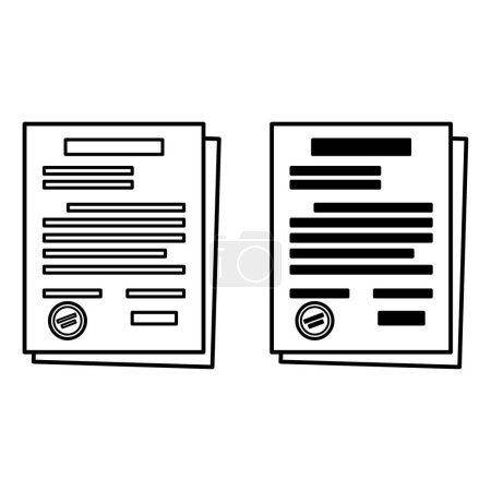 Illustration for Policies icons. Black and White Vector Icons of Insurance Documents. Accounting Concept - Royalty Free Image