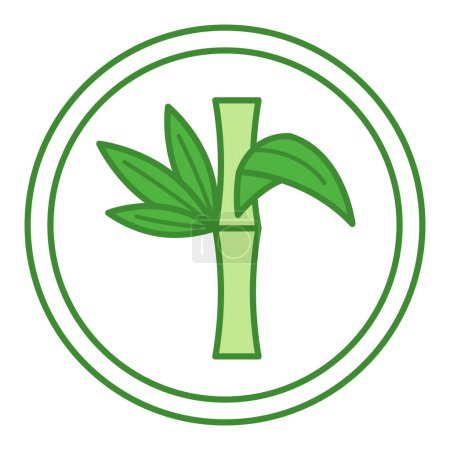 Icono de Bambú Orgánico Verde. Tejido orgánico y natural. Símbolo de etiqueta de prenda de bambú. Hojas de bambú