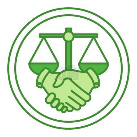 Icono de Comercio Justo Verde. Icono Vector de Libra y Handshake. Negocios, Asociación, Equipo de Trabajo y Concepto de Información