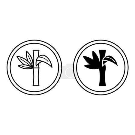 Iconos orgánicos de bambú. Tejido orgánico y natural. Símbolo de etiqueta de prenda de bambú. Hojas de bambú
