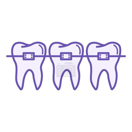 Illustration for Braces Colored Icon. Vector Icon of Braces for Teeth Straightening. Dental care and treatment. Medicine and Dentistry Concept - Royalty Free Image