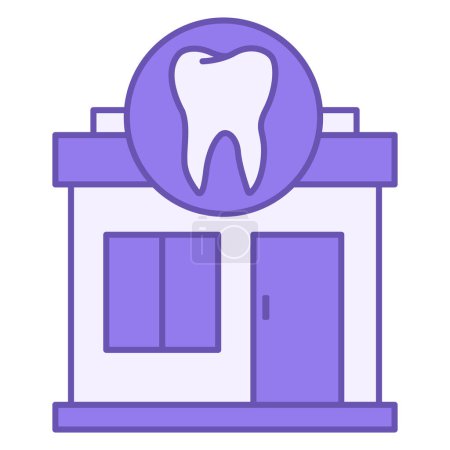 Farbiges Icon der Zahnklinik. Zahnarztpraxis Gebäude Vector Icon. Der Arbeitsplatz des Zahnarztes. Medizinkonzept