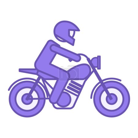 Colored Big Bike Icon. Vector Icon of a Man in a Helmet Riding a Big Bike. Transport Concept